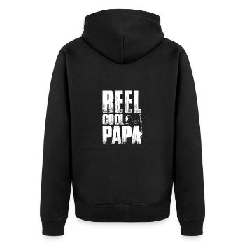 Vater Angeln Vatertag Angler Fischen Papa Fisch - Unisex Premium Bio Zip Hoodie - Schwarz - Hinten - Nico (187cm)