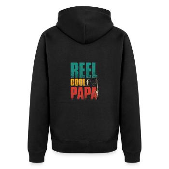 Vater Angeln Vatertag Angler Fischen Papa Fisch - Unisex Premium Bio Zip Hoodie - Schwarz - Hinten - Nico (187cm)
