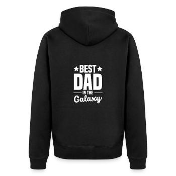 Welt bester Papa Vater Paare Paar Eltern Dad daddy - Unisex Premium Bio Zip Hoodie - Schwarz - Hinten - Nico (187cm)