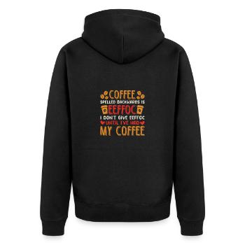 Café Sarcasme Amis Bonheur Joie Cappuccino - Veste à capuche bio Premium Unisexe - noir - Dos - Nico (187cm)