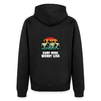 Wandern Camping Outdoor Sprüche Camper Wanderer - Unisex Premium Bio Zip Hoodie - Schwarz - Hinten - Nico (187cm)