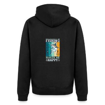 Therapie Angeln See Karpfen Angler Fischer Köder - Unisex Premium Bio Zip Hoodie - Schwarz - Hinten - Nico (187cm)
