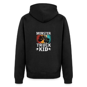 Monstertruck Monstertruck Kinder jam jump v8 laut - Unisex Premium Bio Zip Hoodie - Schwarz - Hinten - Nico (187cm)
