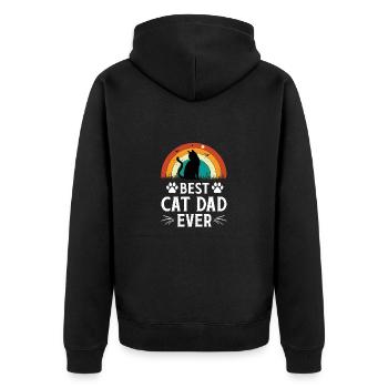Real men love cats cat man cat father - Unisex Premium Organic Zip Hoodie - black - Back - Nico (187cm)