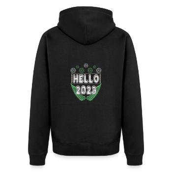 Bonne année Fête du Nouvel An Réveillon du Nouvel An 2023 - Veste à capuche bio Premium Unisexe - noir - Dos - Nico (187cm)
