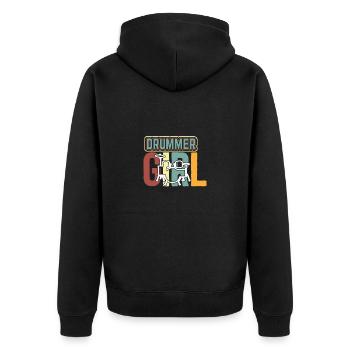 Schlagzeugerin Drummer Schlagzeug Mädchen - Unisex Premium Bio Zip Hoodie - Schwarz - Hinten - Nico (187cm)