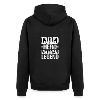 Papa Veteran Mann Vater Soldat - Unisex Premium Bio Zip Hoodie - Schwarz - Hinten - Nico (187cm)