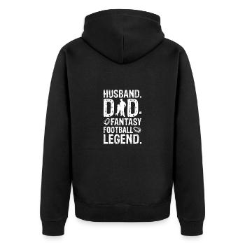 Ehemann Vater Fantasy Football Legende - Unisex Premium Bio Zip Hoodie - Schwarz - Hinten - Nico (187cm)