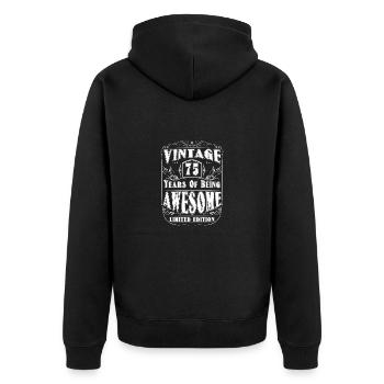 Anniversaire 75 ans Fête d’anniversaire Ancienne date - Veste à capuche bio Premium Unisexe - noir - Dos - Nico (187cm)
