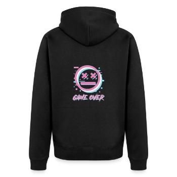 Game Over Retro Lettering - Unisex Premium Organic Zip Hoodie - black - Back - Nico (187cm)