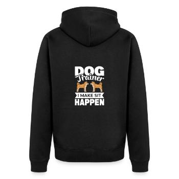 Dog trainer on dog place in dog training - Unisex Premium Organic Zip Hoodie - black - Back - Nico (187cm)