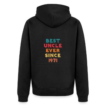 Geburtsjahr 1971 Vintage Geburtstag Legende 1971 - Unisex Premium Bio Zip Hoodie - Schwarz - Hinten - Nico (187cm)