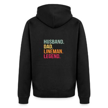 Leitungsmonteur Elektriker Freileitung Vater Papa - Unisex Premium Bio Zip Hoodie - Schwarz - Hinten - Nico (187cm)