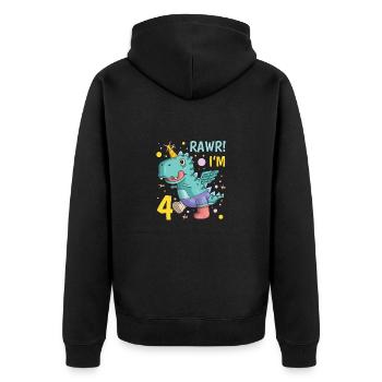 4ème anniversaire Jeune dinosaure 4 ans Dino - Veste à capuche bio Premium Unisexe - noir - Dos - Nico (187cm)