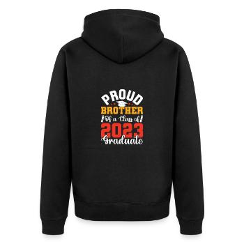 Stolzer Bruder 2023 Absolvent, Abschlussjahrgang - Unisex Premium Bio Zip Hoodie - Schwarz - Hinten - Nico (187cm)