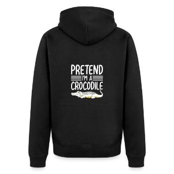 Crocodile Saying Reptile Lizard Zoo - Unisex Premium Organic Zip Hoodie - black - Back - Nico (187cm)