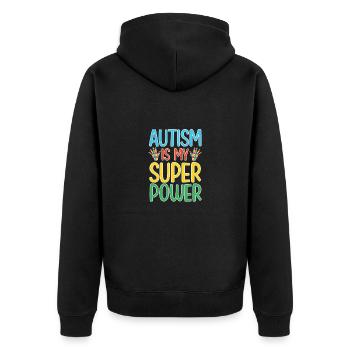 Autisme Mère Fille Fils Autistic Parents Enfant - Veste à capuche bio Premium Unisexe - noir - Dos - Nico (187cm)