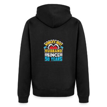 Goldene Hochzeit 50 Jahre Verheiratet Geschenk - Unisex Premium Bio Zip Hoodie - Schwarz - Hinten - Nico (187cm)