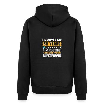 Goldene Hochzeit 50 Jahre Verheiratet Geschenk - Unisex Premium Bio Zip Hoodie - Schwarz - Hinten - Nico (187cm)