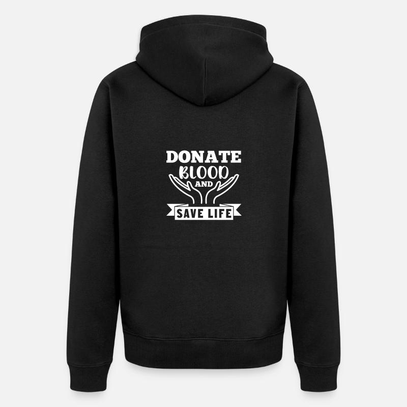 Blutspende Blutspenden Blutspender - Unisex Premium Bio Zip Hoodie - Schwarz