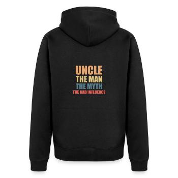 Bester Onkel Schlechter Einfluss Familie Geschenk - Unisex Premium Bio Zip Hoodie - Schwarz - Hinten - Nico (187cm)