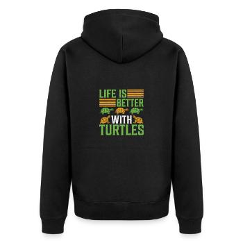 Turtle Shell Animal Funny Saying Zoo - Unisex Premium Organic Zip Hoodie - black - Back - Nico (187cm)