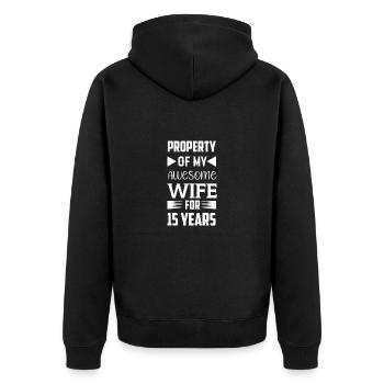 15 Jahre frisch verheiratet 15. Hochzeitstag - Unisex Premium Bio Zip Hoodie - Schwarz - Hinten - Nico (187cm)