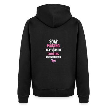 Seifenmacher Seife Herstellen Seife Machen - Unisex Premium Bio Zip Hoodie - Schwarz - Hinten - Nico (187cm)
