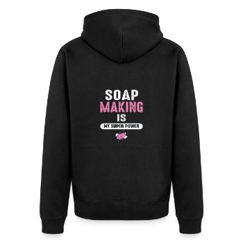 Seifenmacher Seife Herstellen Seife Machen - Unisex Premium Bio Zip Hoodie - Schwarz - Hinten - Nico (187cm)