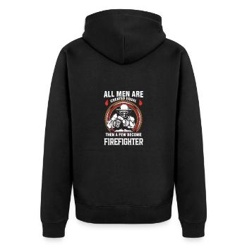 Fire Brigade Fire Fighting Gift Firefighter - Unisex Premium Organic Zip Hoodie - black - Back - Nico (187cm)