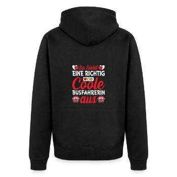 Busfahrerin Lustig Spruch Beruf Linienbus Geschenk - Unisex Premium Bio Zip Hoodie - Schwarz - Hinten - Nico (187cm)