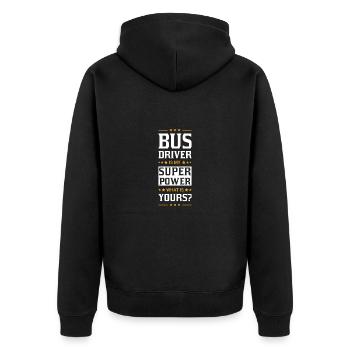Busfahrer Berufung Beruf Arbeit Geschenk - Unisex Premium Bio Zip Hoodie - Schwarz - Hinten - Nico (187cm)