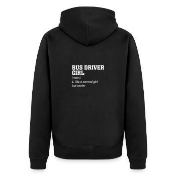 Busfahrerin Lustig Spruch Beruf Linienbus Geschenk - Unisex Premium Bio Zip Hoodie - Schwarz - Hinten - Nico (187cm)