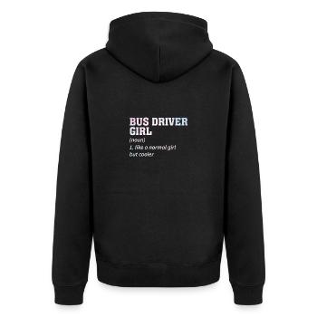 Busfahrerin Lustig Spruch Beruf Linienbus Geschenk - Unisex Premium Bio Zip Hoodie - Schwarz - Hinten - Nico (187cm)