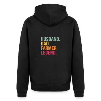 Ehemann Landwirt Held Papa Vatertag Geschenk - Unisex Premium Bio Zip Hoodie - Schwarz - Hinten - Nico (187cm)