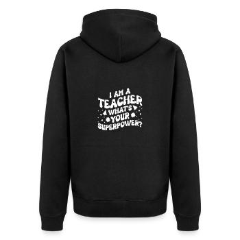 SUPER TEACHER POWER TEACHER POWER DICTONS MOTIF - Veste à capuche bio Premium Unisexe - noir - Dos - Nico (187cm)