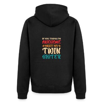 Gemini Twin Sister Siblings - Unisex Premium Organic Zip Hoodie - black - Back - Nico (187cm)