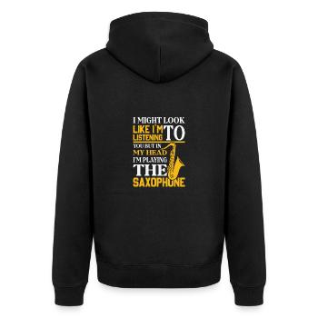 Saxophone Saxophone Saxophone Saxophone Musique Saxophone Joueur - Veste à capuche bio Premium Unisexe - noir - Dos - Nico (187cm)