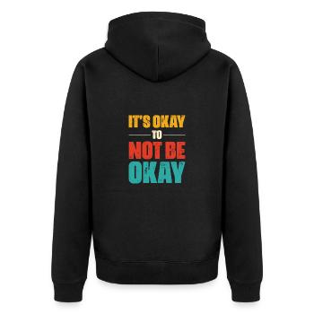 Wer ist den bitte perfekt? Ich nicht und es ist OK - Unisex Premium Bio Zip Hoodie - Schwarz - Hinten - Nico (187cm)
