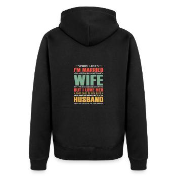 Ich liebe meine Königin Paare Pärchen Ehefrau - Unisex Premium Bio Zip Hoodie - Schwarz - Hinten - Nico (187cm)
