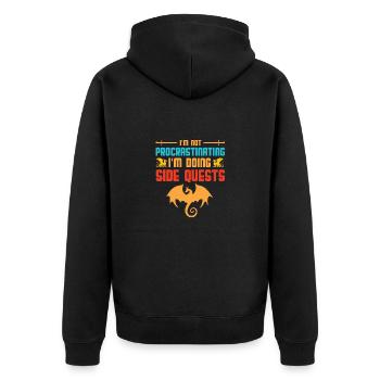 Ich Zögere Nicht, Ich Mache Nebenquests RPG Table - Unisex Premium Bio Zip Hoodie - Schwarz - Hinten - Nico (187cm)