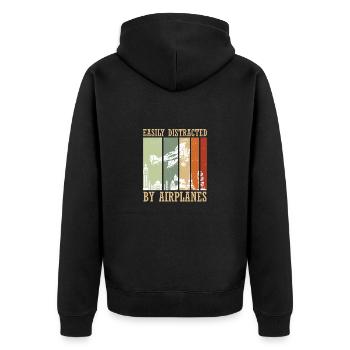 Pilot Flugzeug fliegen Flugsport Geschenkidee - Unisex Premium Bio Zip Hoodie - Schwarz - Hinten - Nico (187cm)