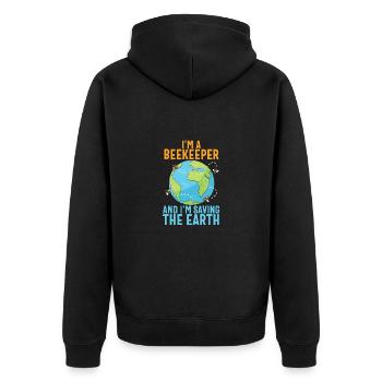Bienen Imkerei Imker Honig Bienenzüchter Lustig - Unisex Premium Bio Zip Hoodie - Schwarz - Hinten - Nico (187cm)