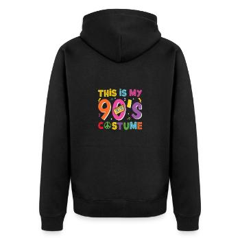 Ich liebe die 90er - Unisex Premium Bio Zip Hoodie - Schwarz - Hinten - Nico (187cm)