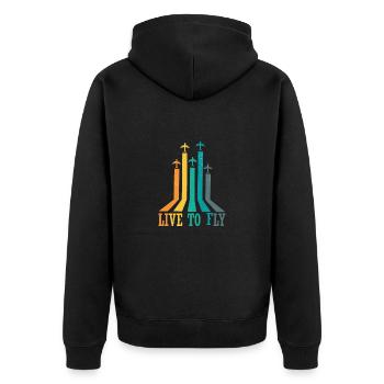 Pilot Flugzeug fliegen Flugsport Geschenkidee - Unisex Premium Bio Zip Hoodie - Schwarz - Hinten - Nico (187cm)