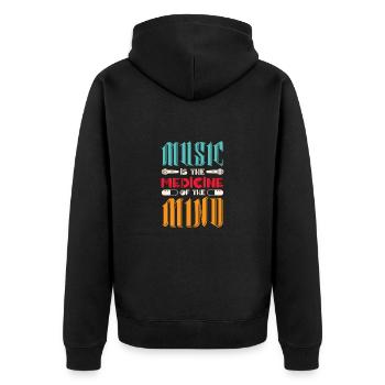 Vinyl Musiker Retro Musik Vinyl Vintage Musizieren - Unisex Premium Bio Zip Hoodie - Schwarz - Hinten - Nico (187cm)
