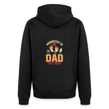 Papa 2023 Zukünftiger Vater Geschenkidee - Unisex Premium Bio Zip Hoodie - Schwarz - Hinten - Nico (187cm)
