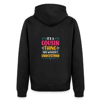 Cousine Cousin cousins beste Freunde - Unisex Premium Bio Zip Hoodie - Schwarz - Hinten - Nico (187cm)