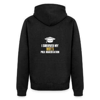 Wife Mother Doctor Doctorate Academic Fun - Unisex Premium Organic Zip Hoodie - black - Back - Nico (187cm)