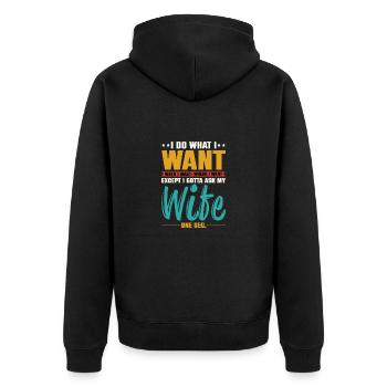Ich liebe meine Königin Paare Pärchen Ehefrau - Unisex Premium Bio Zip Hoodie - Schwarz - Hinten - Nico (187cm)